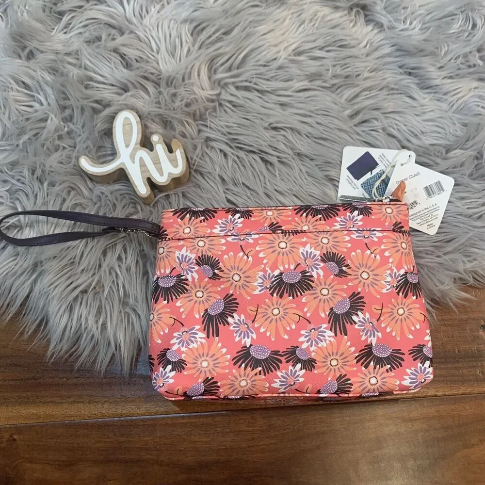 Kalencom Diaper Clutch Bag Changing Pad Orange Floral New